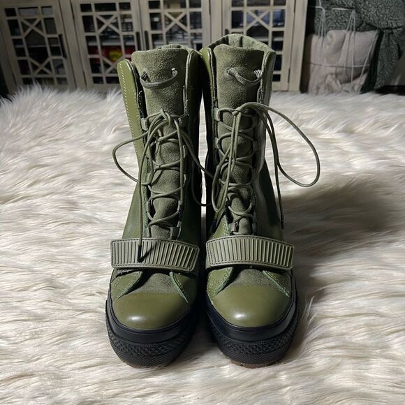 Converse Shoes - Converse Olive Green Platform Combat Boots
